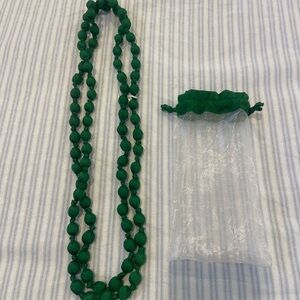 Green Beaded Necklace with Sheer Pouch